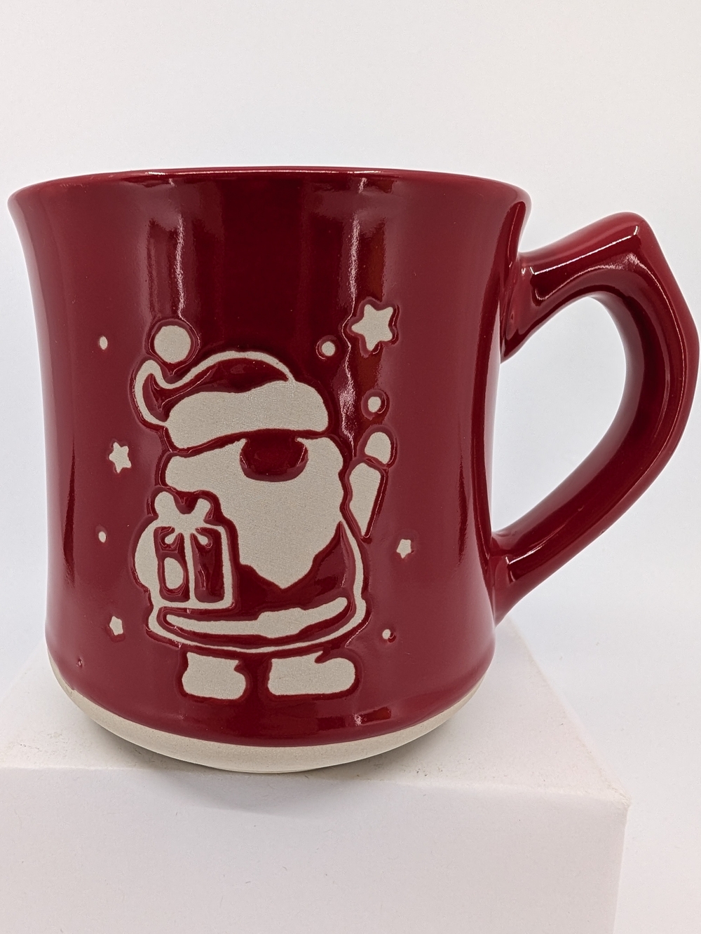 Holiday Time Red Stoneware Santa Mug For Christmas